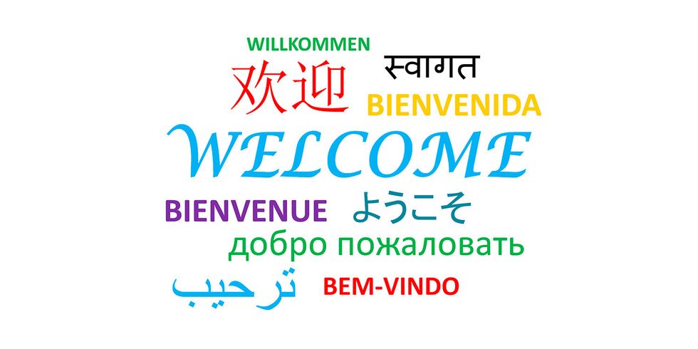 Schriftzug Willkommen in mehreren Sprachen