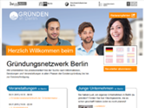 Screenshot der Webseite des Gründungsnetzwerkes Berlin