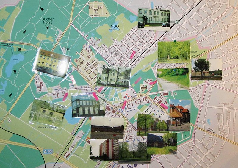 Bildvergrößerung: Karte mit ehemaligen Lagerstandorten in Berlin-Buch, Ergebnis einer Schülerarbeit, 2014