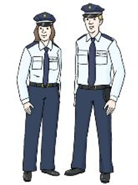 Illustration Polizistin und Polizist