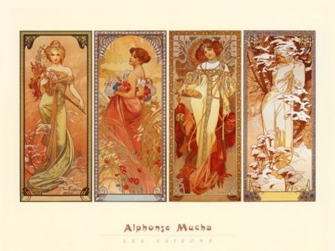 Vier Jahreszeiten von Alphonse Mucha
