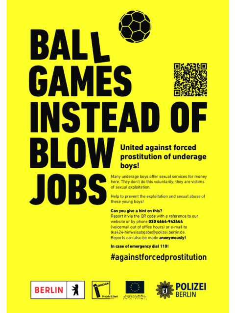 Plakat Ball Spielen statt Blow Job englisch