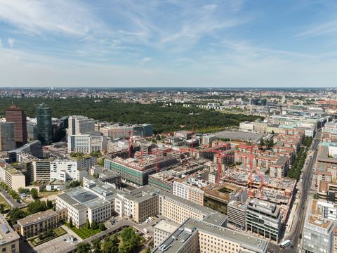 Luftbild mit Potsdamer Platz und Großem Tiergarten