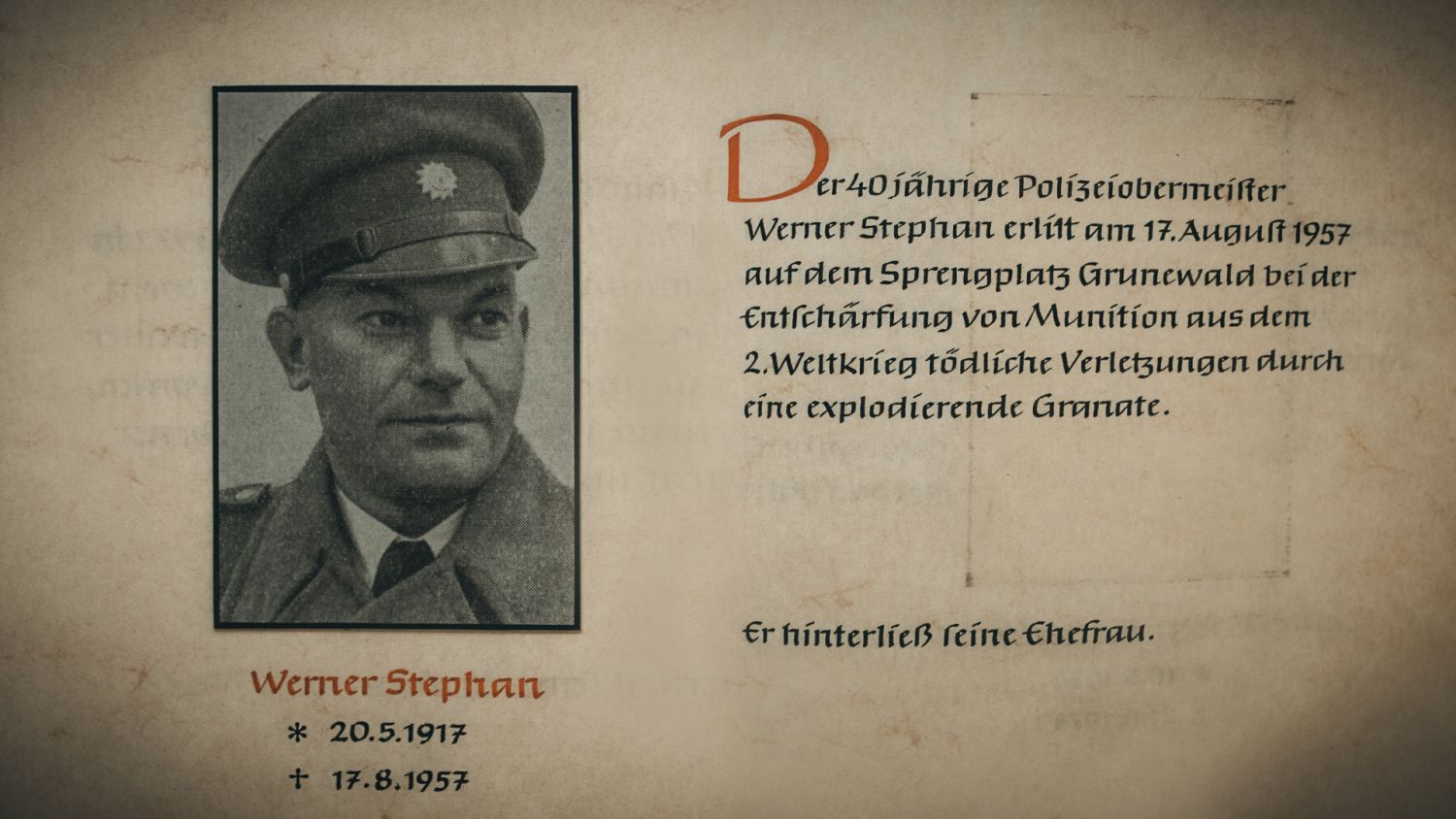 Verstorbener Polizeibeamter Werner Stephan
