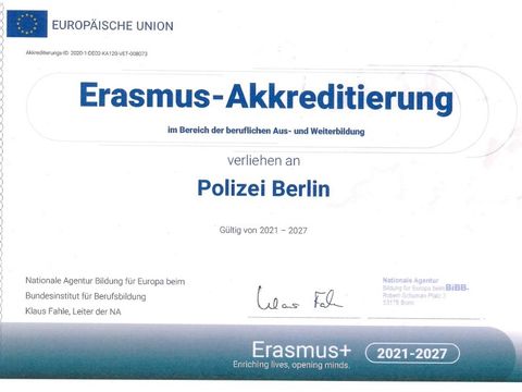 Erasmus Akkreditierung für die Polizei Berlin