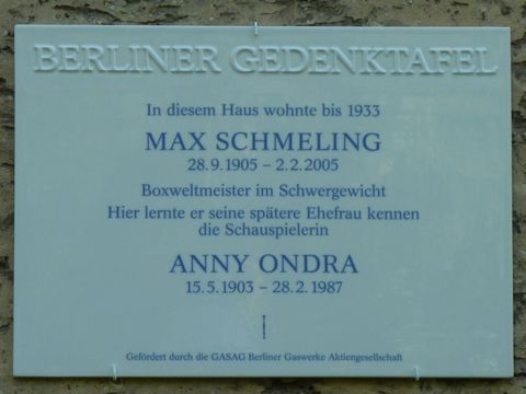 Gedenktafel für Max Schmeling und Anny Ondra, 22.9.2010