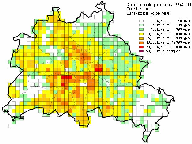 Fig. 3: Sulfur dioxide emissions resulting from domestic heating in 2000
