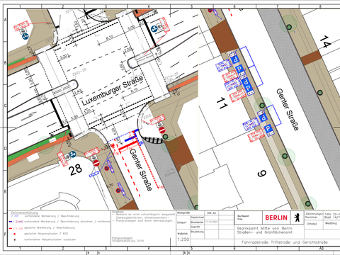 Bildvergrößerung: Verkehrszeichenplan für die Fahrradstraße Triftstraße/Gerichtstraße: Nebenbereiche