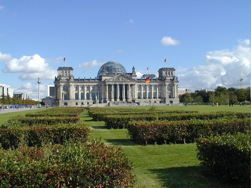 Reichstag, southern bank of the river "Spree"
