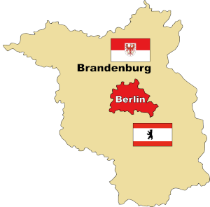 Karte, die das Land Berlin innerhalb des Landes Brandenburg zeigt