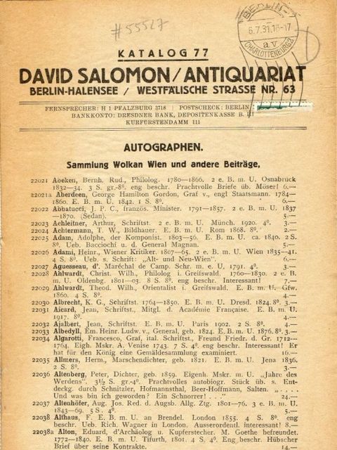 Katalog David Salomon