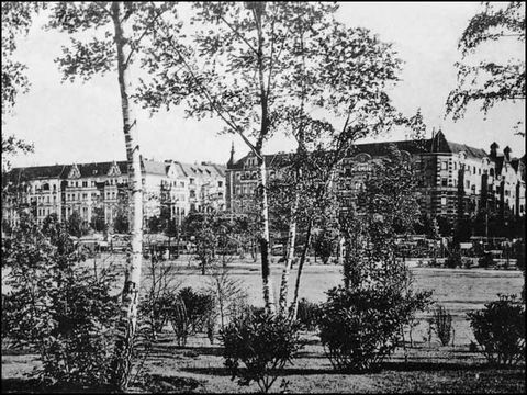 Volkspark Teil A, Blick zur Durlacher Straße, Postkarte um 1918