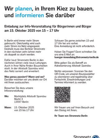 Einladung d. Stromnetz Berlin zur Info-Veranstaltung für Bürgerinnen und Bürger am 15. Oktober 2025