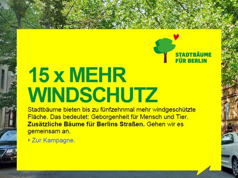 Kampagne Stadtbäume für Berlin - 15 X MEHR WINDSCHUTZ