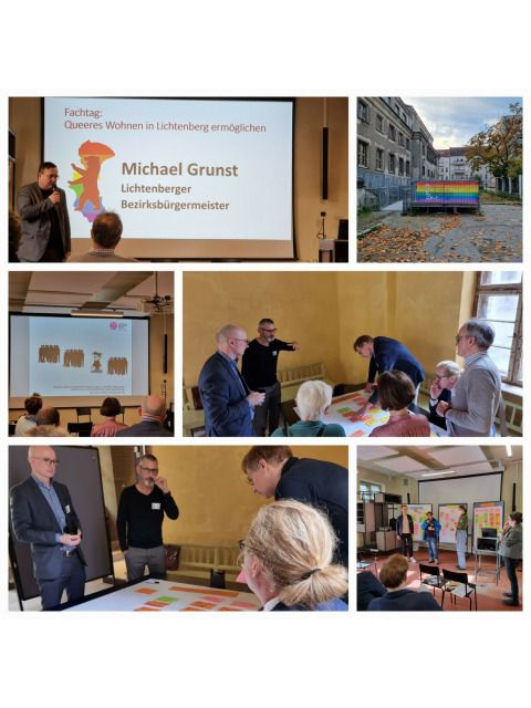 Bildvergrößerung: Collage zum 1. Fachtag zum Thema "Queeres Wohnen" am 19.10.2022