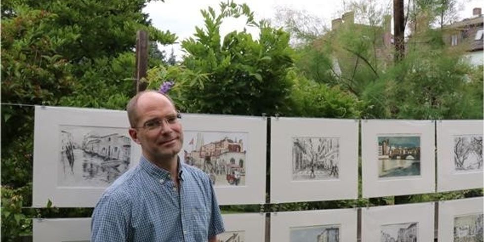 Steffen Wilbrandt in seinem Bildergarten