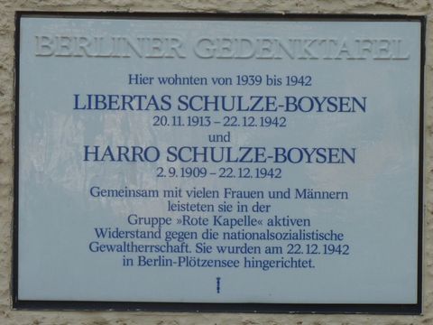 Gedenktafel für Libertas und Harro Schulze-Boysen, 1.3.2014, Foto: KHMM