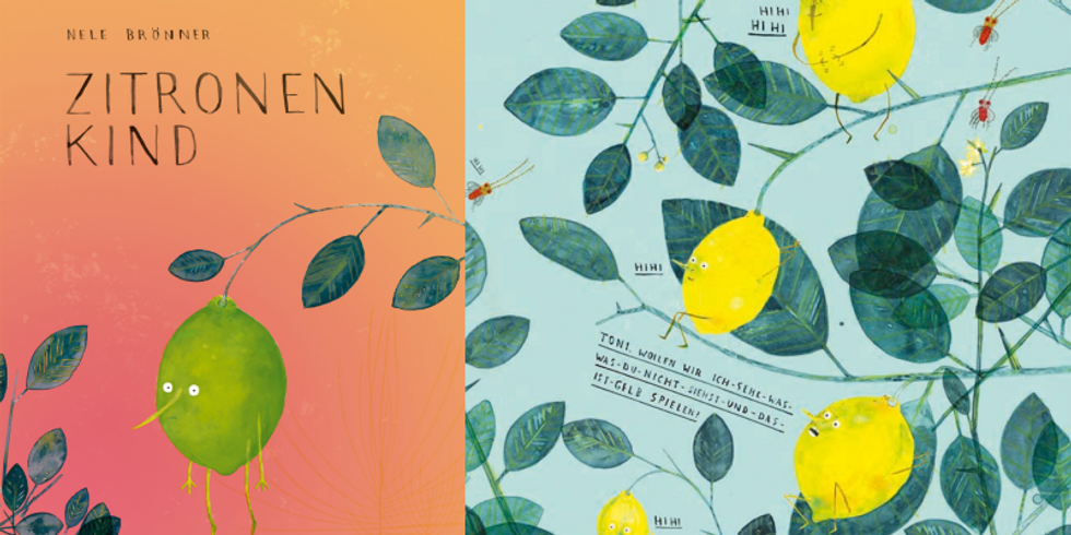 Illustrationen aus dem Buch "Zitronenkind" mit vier sprechenden Zitronen