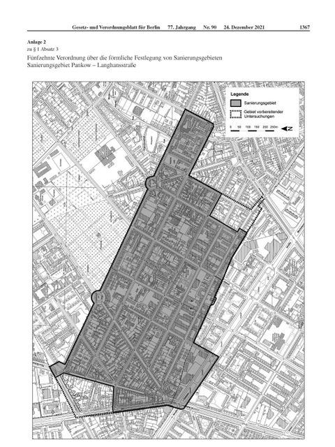 Bildvergrößerung: Karte des Sanierungsgebietes Langhansstraße sowie des Fördergebietes Lebendige Zentren und Quartiere