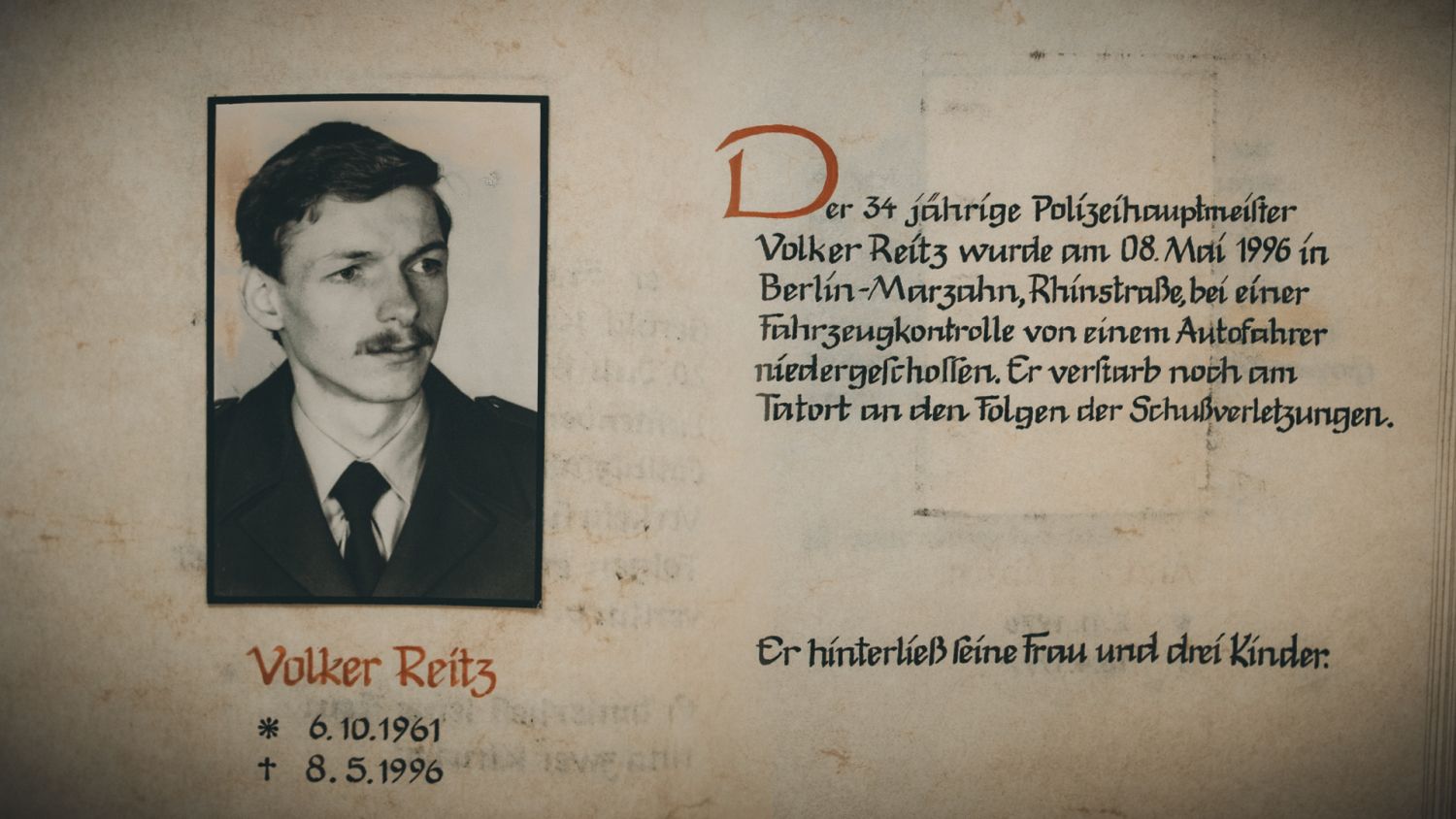 Verstorbener Polizeibeamter Volker Reitz