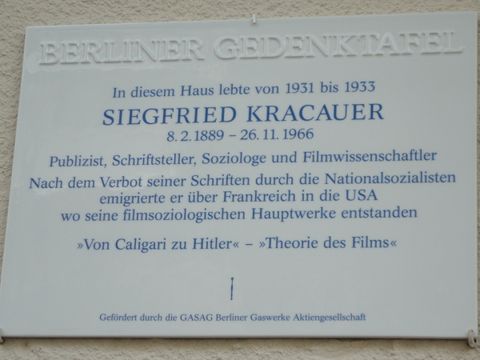 Gedenktafel für Siegfried Kracauer, 10.6.2010, Foto: Reusse