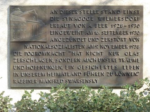 Bildvergrößerung: Gedenktafel für die Synagoge Wilmersdorf, 29.3.2014