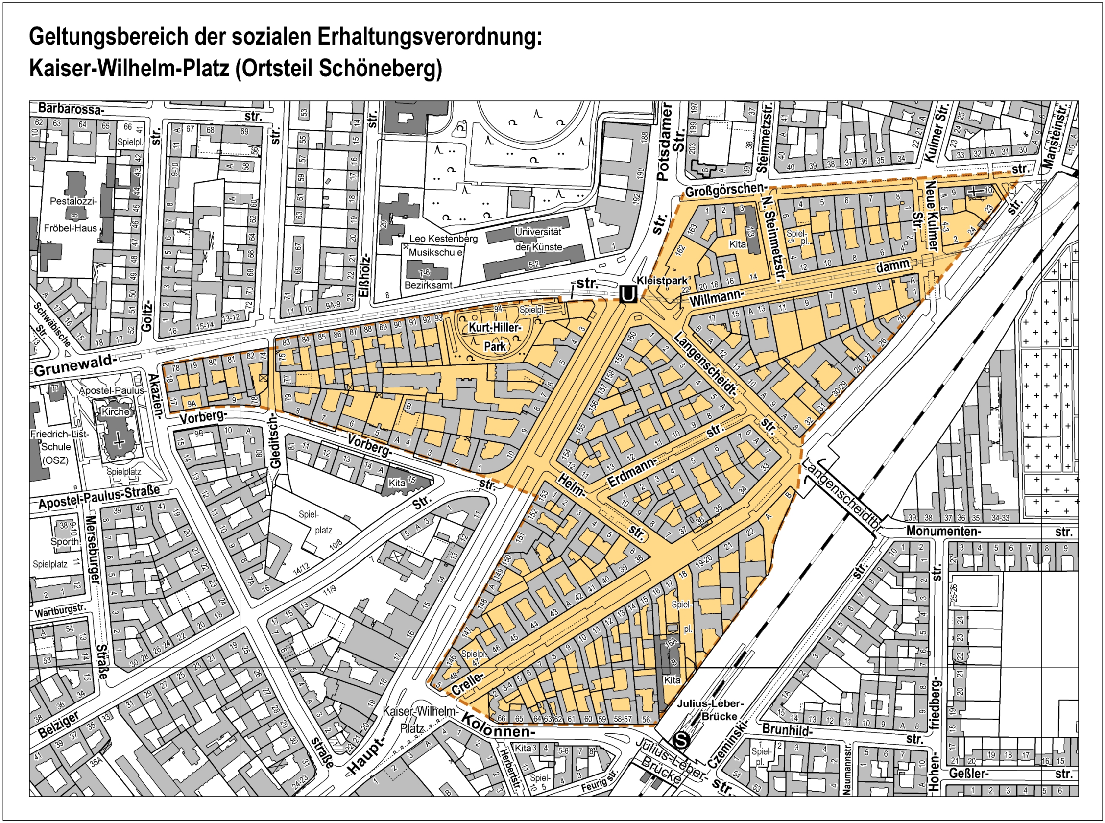 Bildvergrößerung: Übersicht des Geltungsbereichs der Erhaltungsverordnung Kaiser-Wilhelm-Platz nach Erweiterung