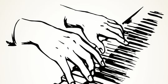 Hände auf Klaviertasten
