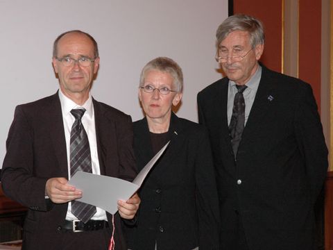 Landeskonservator Prof. Dr. Jörg Haspel, Wilma Glücklich/2. Vorsitzende des AIV, Dr. Manfred Semmer/1. Vorsitzender des AIV