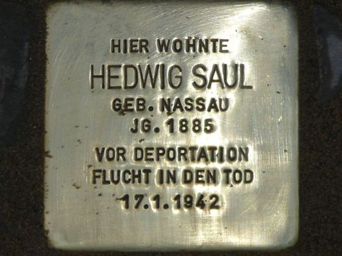 Stolperstein fÃ¼r Hedwig Saul