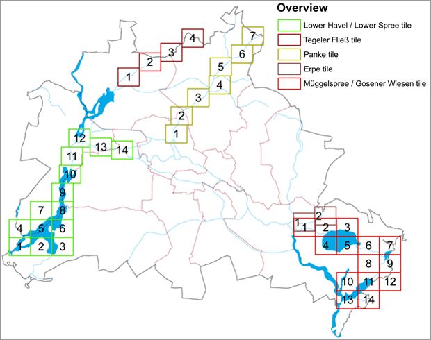 Enlarge photo: Fig. 2: Overview of map sheets (tiles) for each flood area 