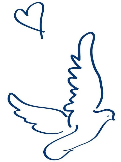Decorative graphic of the peace dove with heart 