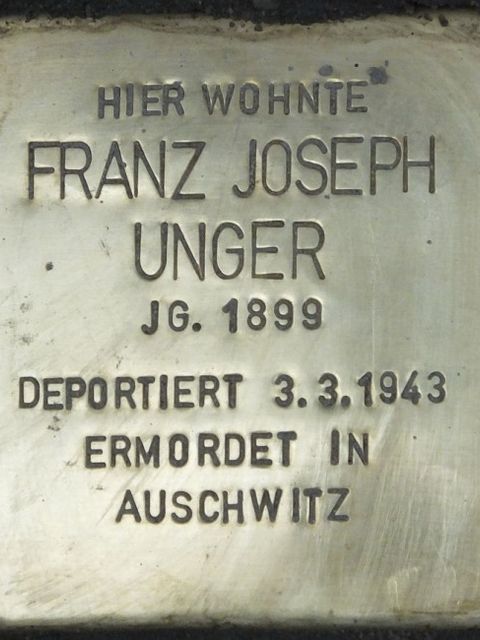 Bildvergrößerung: Stolperstein für Franz Joseph Unger