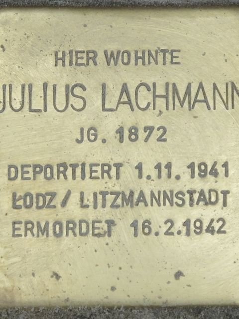 Stolperstein Julius Lachmann, Foto:H.-J. Hupka, 2014