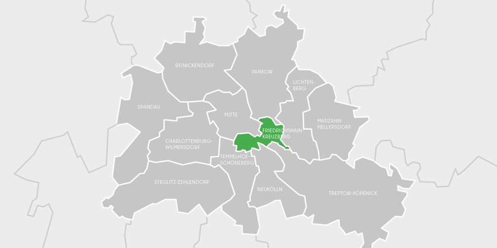 Berlin Karte Bezirk Friedrichshain-Kreuzberg