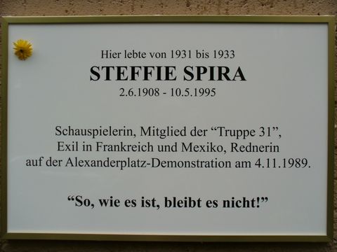 Gedenktafel für Steffie Spira, 15.6.2009, Foto: KHMM