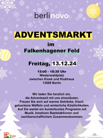 Plakat Adventsmarkt im Falkenhagener Feld am 13.12.2024