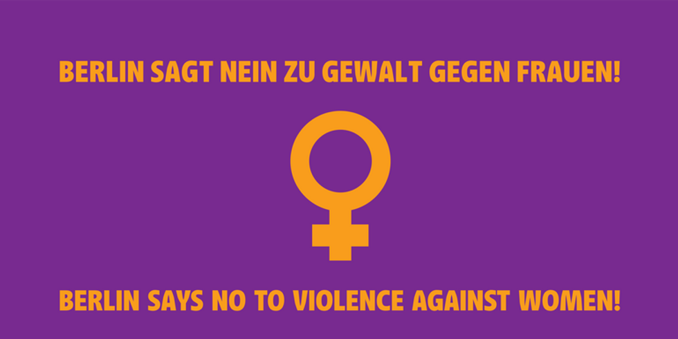 "Berlin sagt NEIN zu Gewalt gegen Frauen" - Flagge 