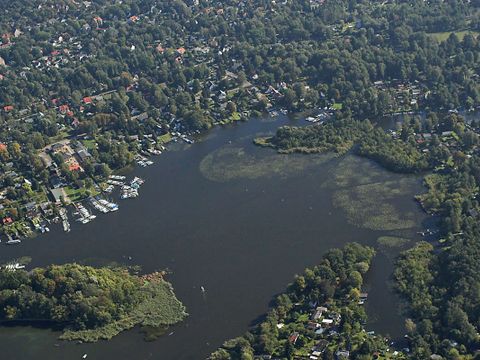 NSG und LSG Müggelsee und Fredersdorfer Mühlenfließ, Luftbild Müggelspree