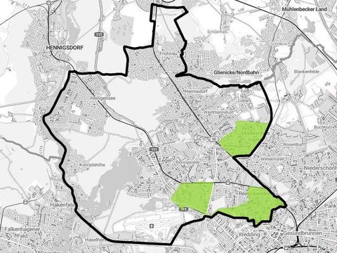Bildvergrößerung: Förderfähige Regionen in Reinickendorf für den Kiezfond 2024 klein