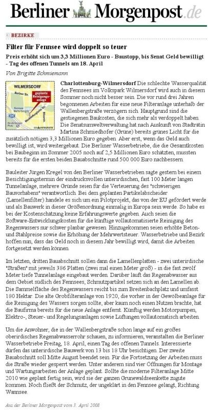 Presseartikel Berliner Morgenpost 3. 4. 2008