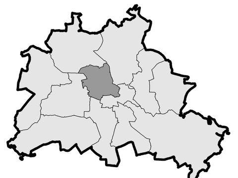 der Bezirk Mitte innerhalb der Berlin Karte