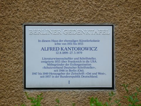 Gedenktafel für Alfred Kantorowicz, 15.6.2009, Foto: KHMM