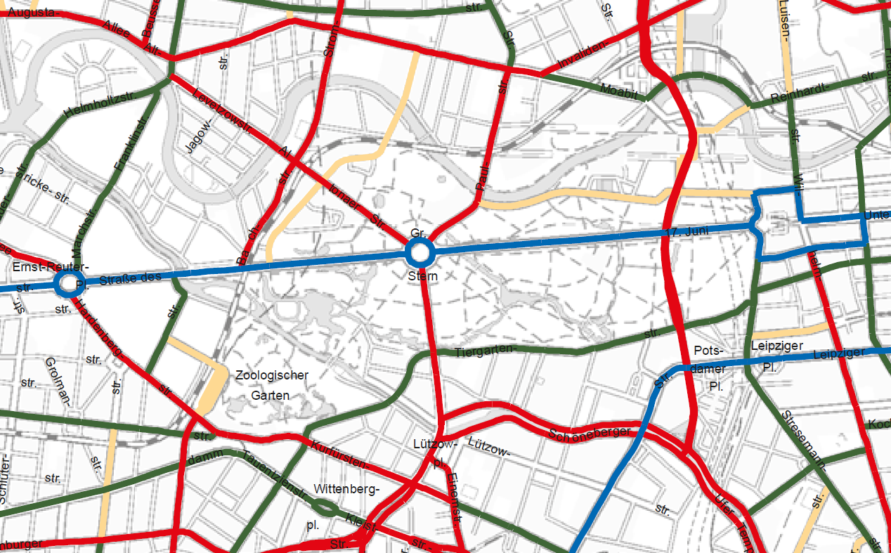 Kartenausschnitt Übergeordnetes Straßennetz Bestand 2023