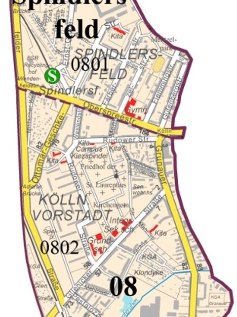 Bildvergrößerung: Karte Bezirksregion Köllnische Vorstadt/Spindlersfeld
