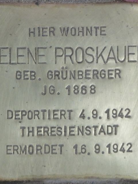 Stolperstein Helene Proskauer, Foto:H.-J. Hupka, 2014