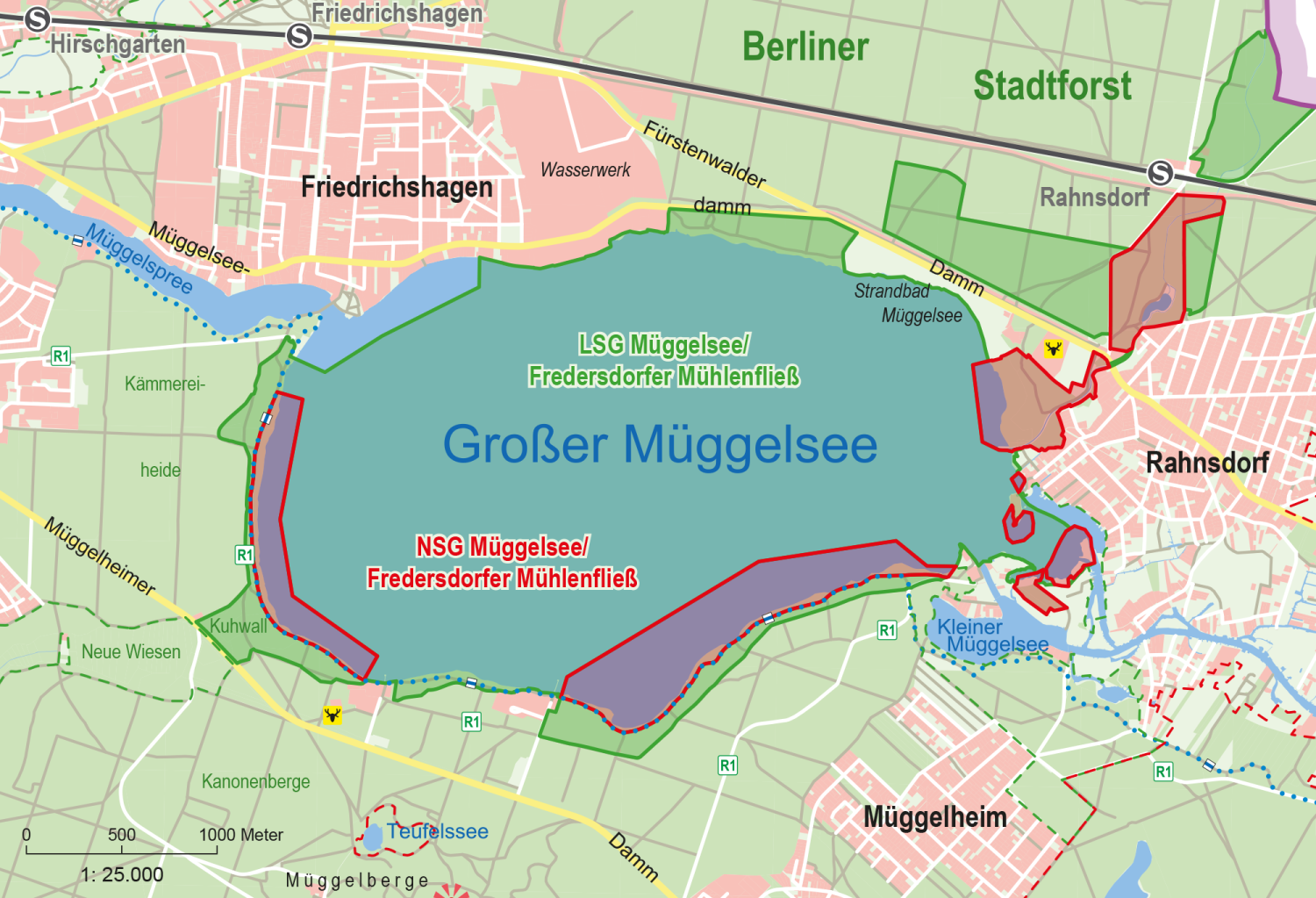 Bildvergrößerung: Karte des NSG und LSG Müggelsee und Fredersdorfer Mühlenfließ