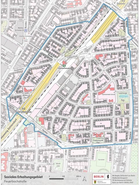 Bildvergrößerung: Karte des Sozialen Erhaltungsgebiets Feuerbachstraße