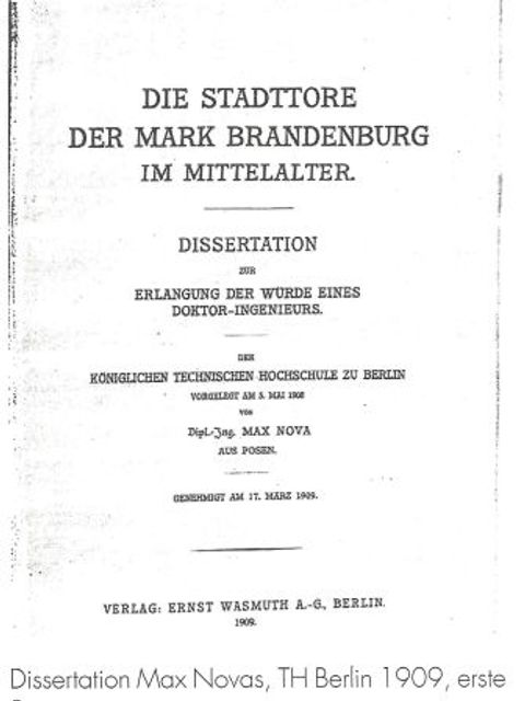 Bildvergrößerung: Max Nova, erste Seiter der Dissertation,TH Berlin 1909
