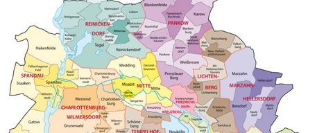 Berlinkarte mit beschrifteten Ortsteilen